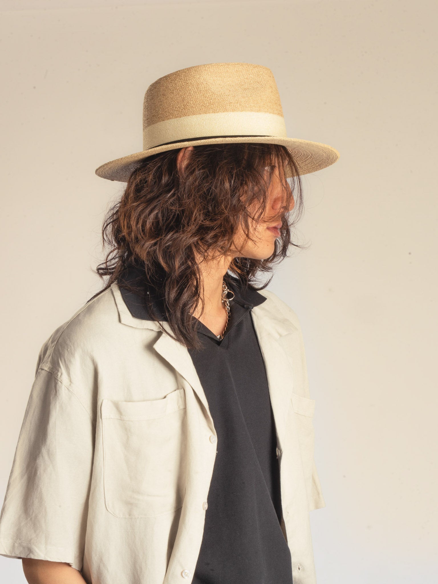 Benoît – Fedora en paille naturelle – ruban ivoire