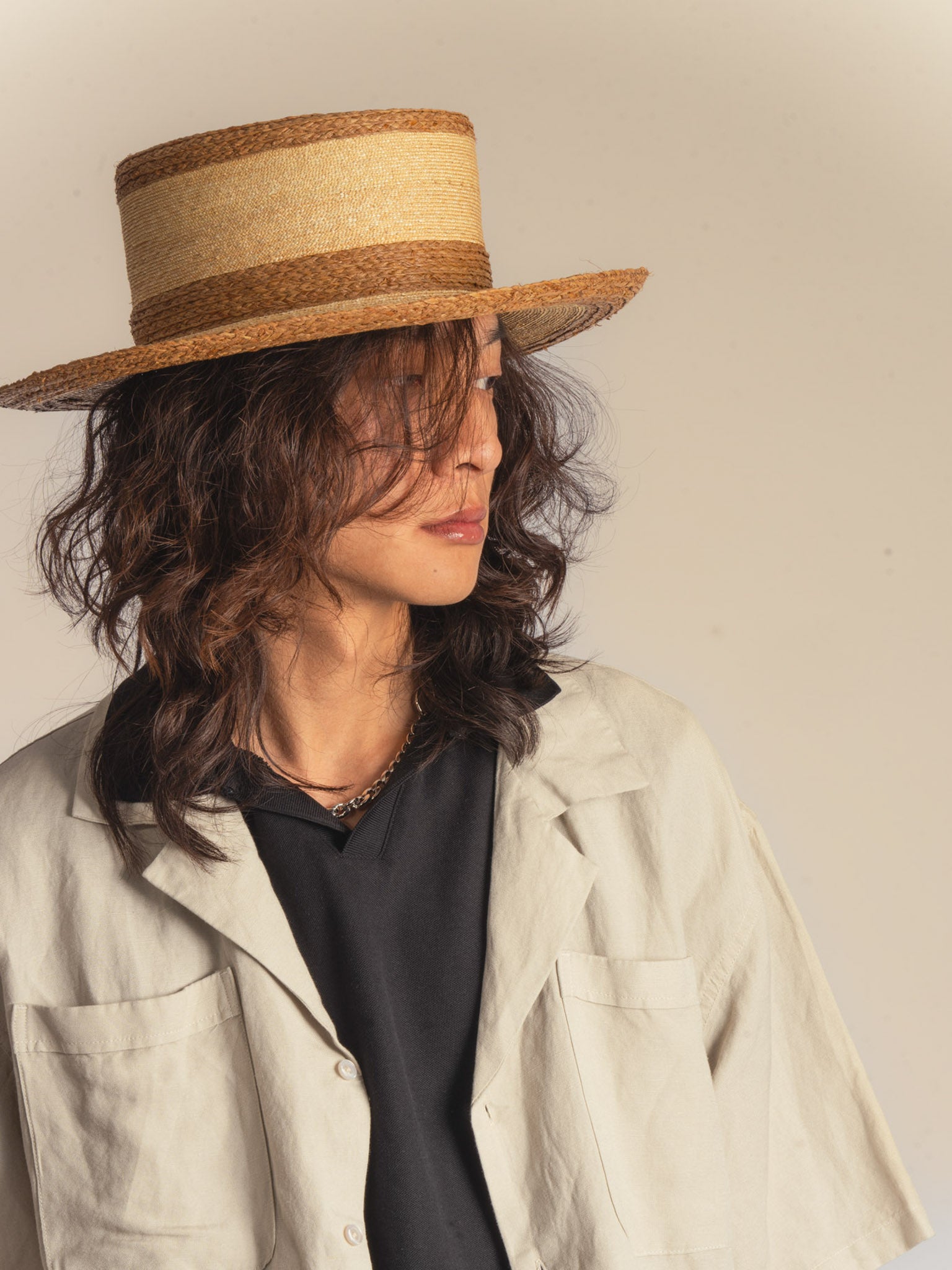 Gaspard – Canotier rustique – bicolore brun & paille