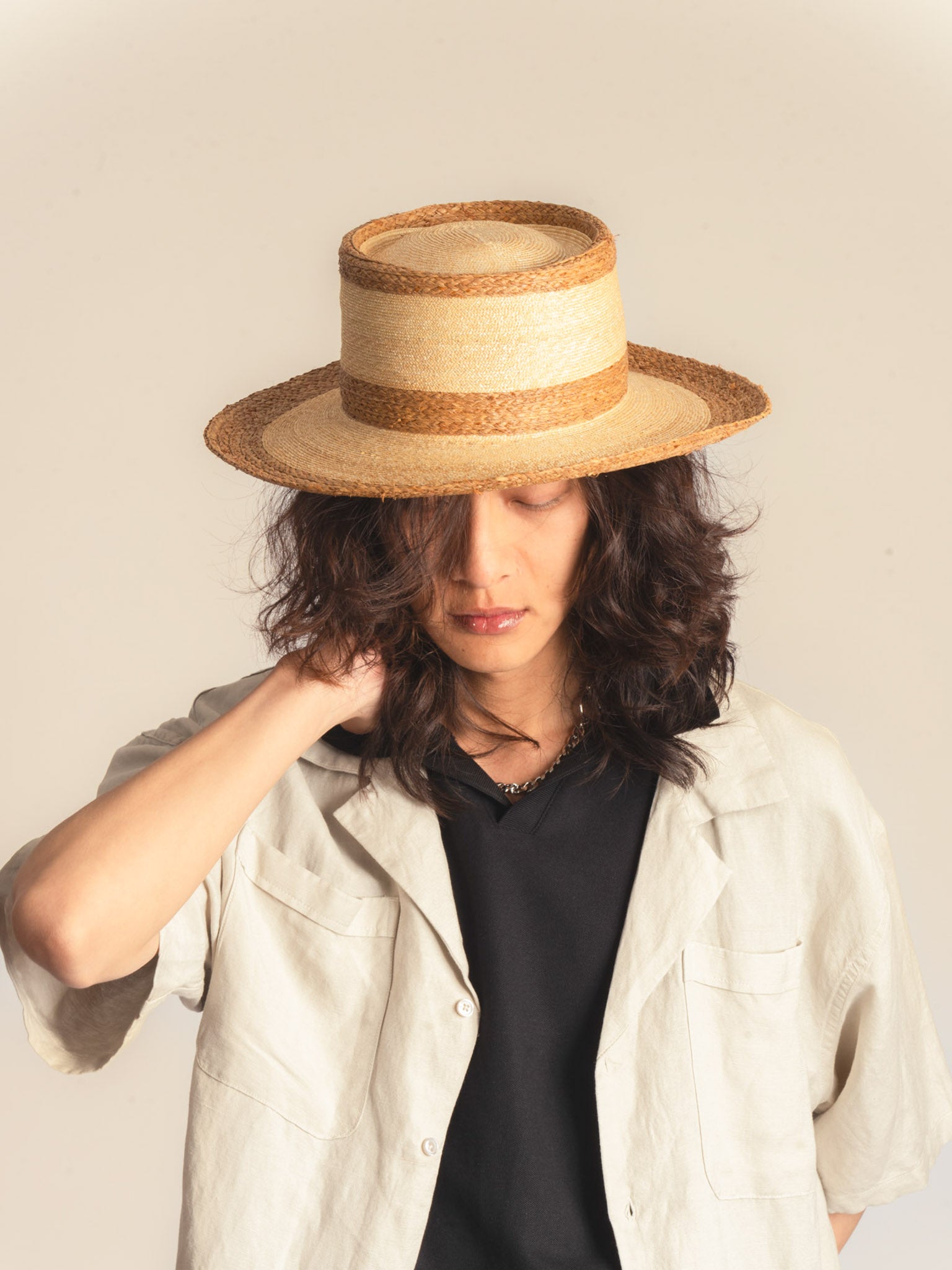 Gaspard – Canotier rustique – bicolore brun & paille