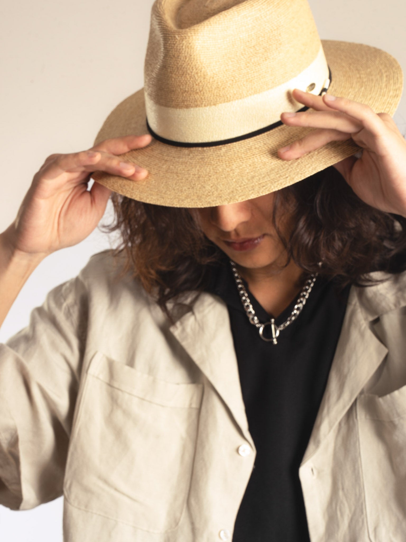 Benoît – Fedora en paille naturelle – ruban ivoire