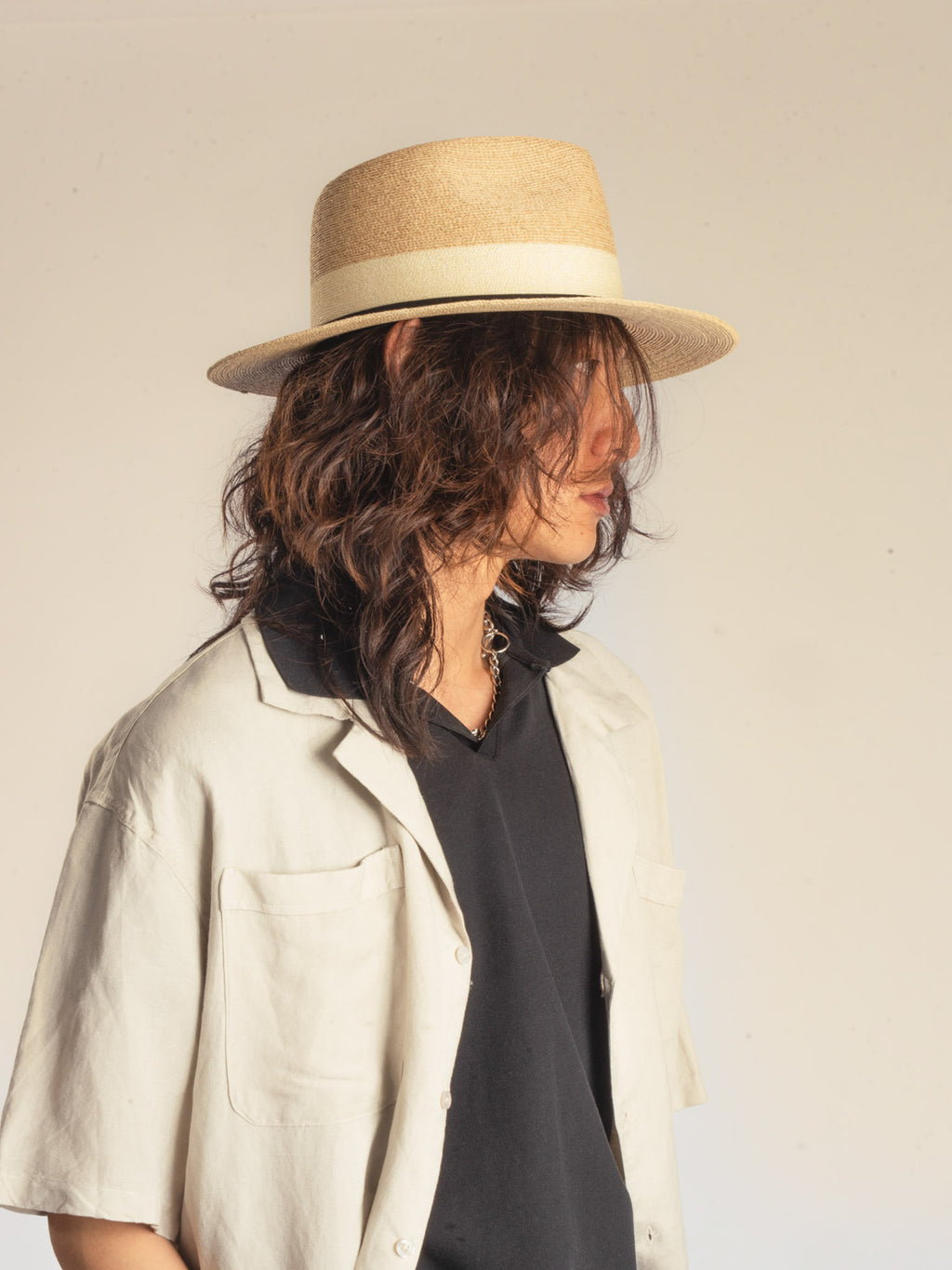 Benoît – Fedora en paille naturelle – ruban ivoire
