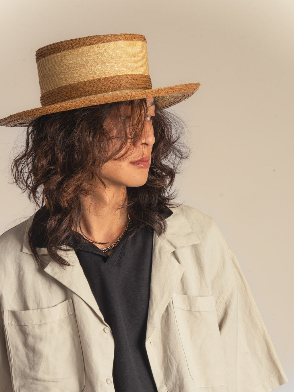 Gaspard – Canotier rustique – bicolore brun & paille