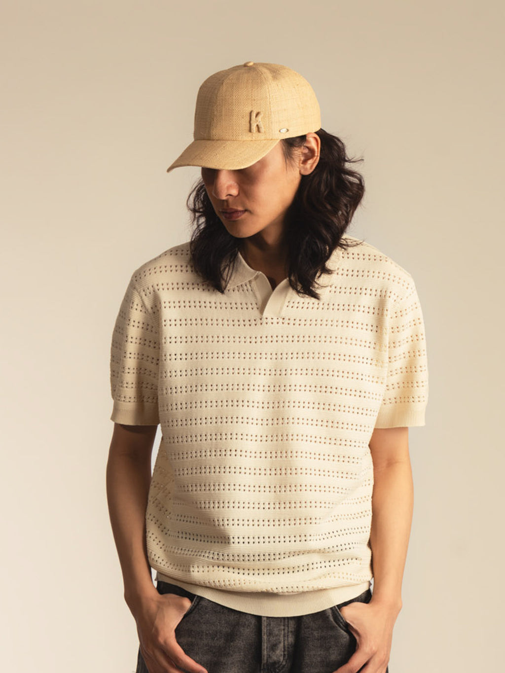 Henri – Casquette baseball en raphia – sable naturel