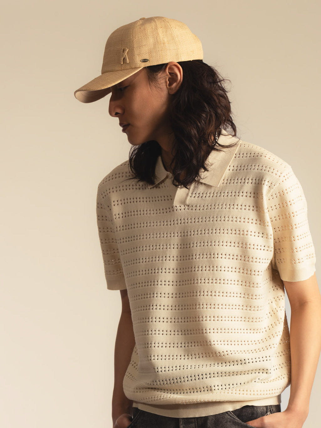 Henri – Casquette baseball en raphia – sable naturel