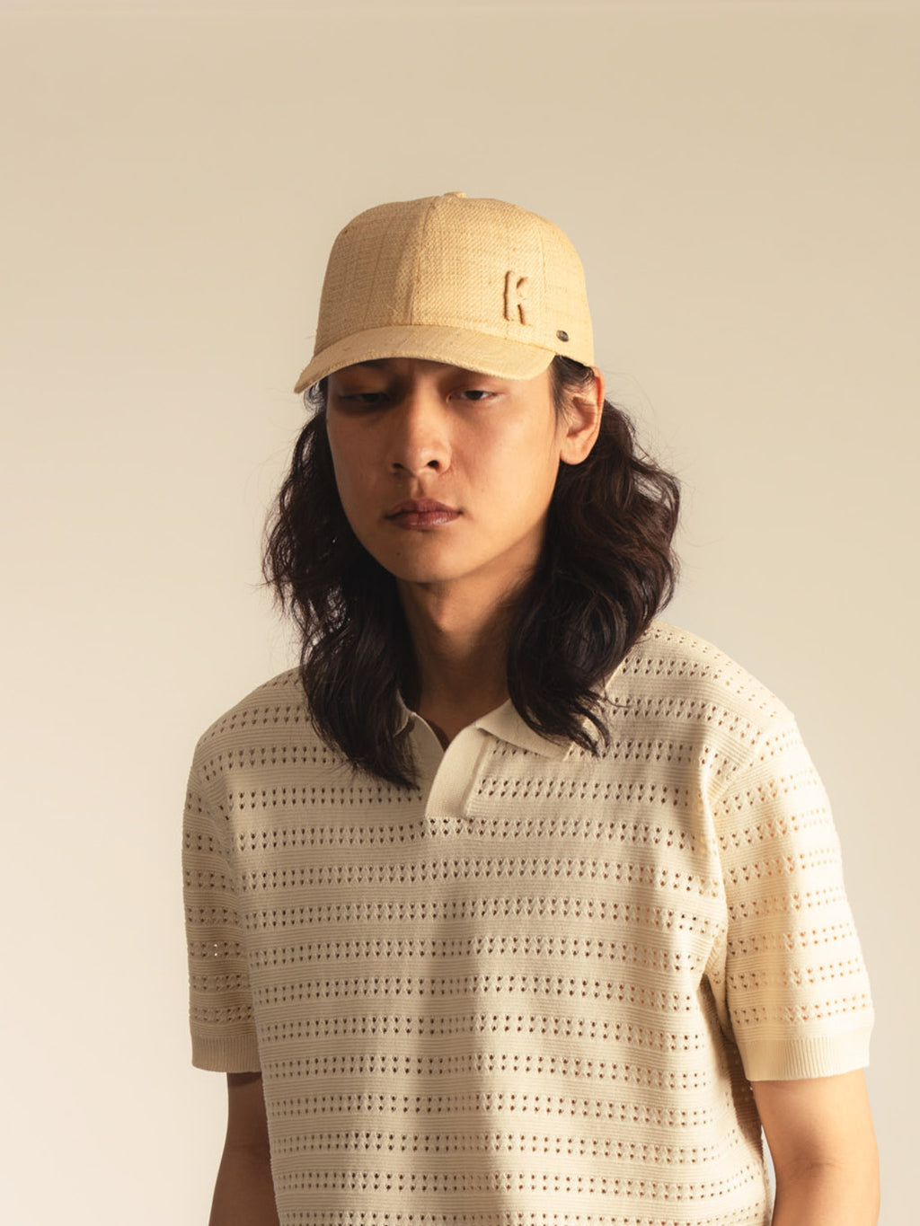 Henri – Casquette baseball en raphia – sable naturel