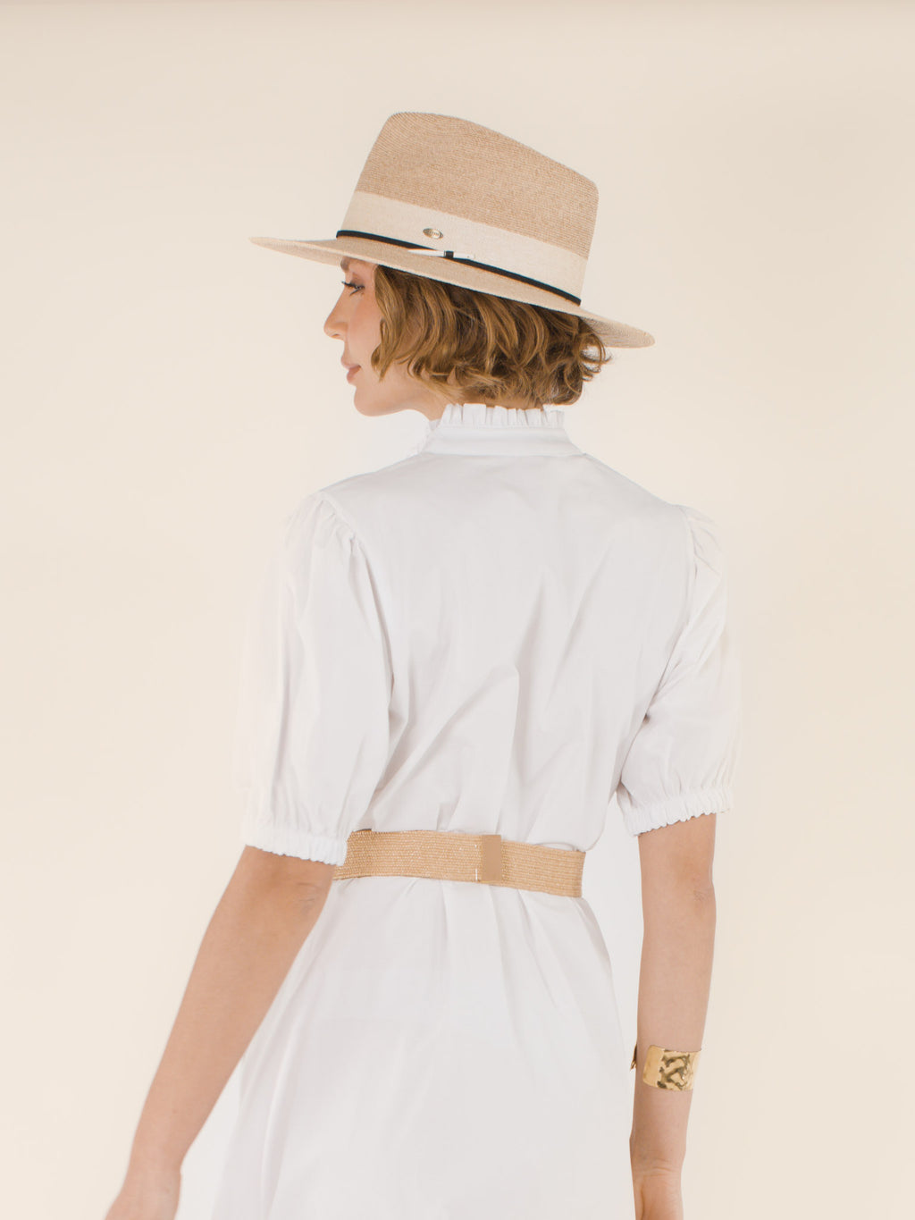 Marguerite – Chapeau fedora en paille – naturel et crème