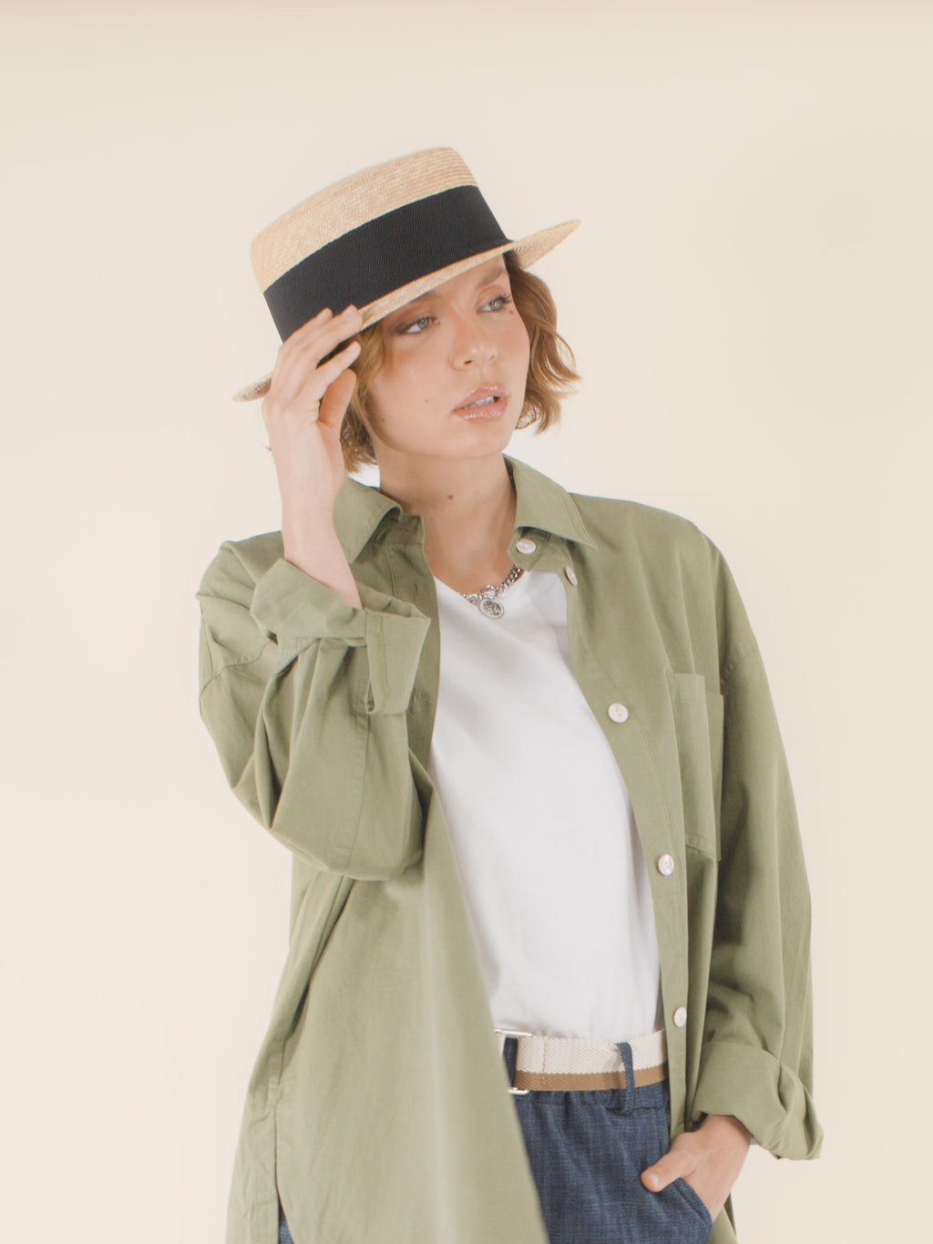 Suzanne – Canotier en paille – naturel et noir