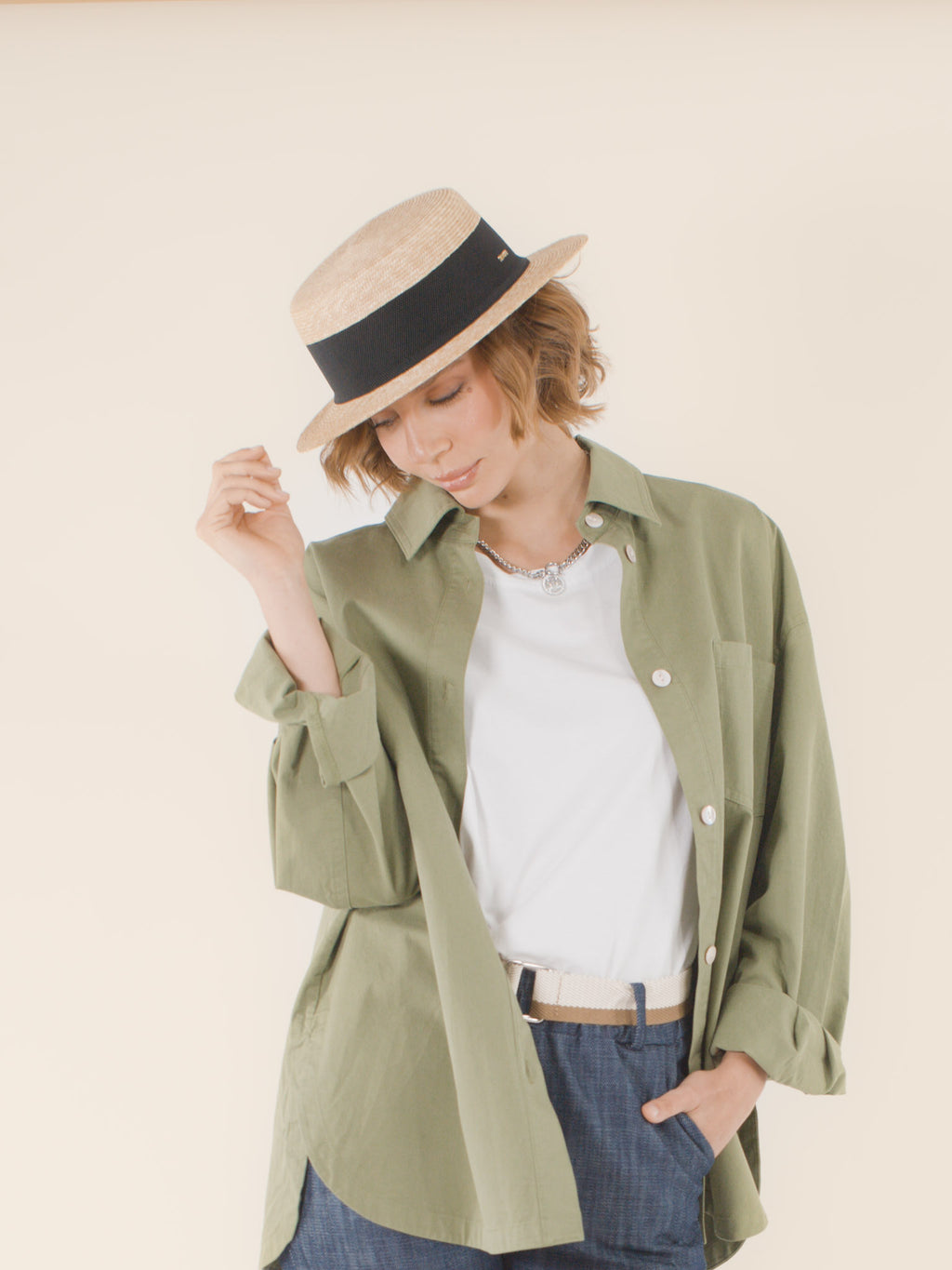 Suzanne – Canotier en paille – naturel et noir