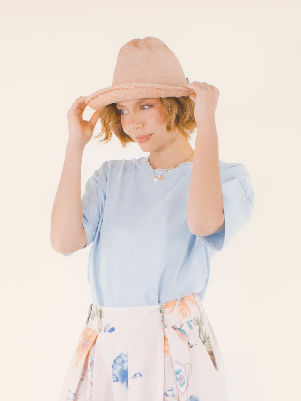 Élise – Chapeau en coton – rose poudré
