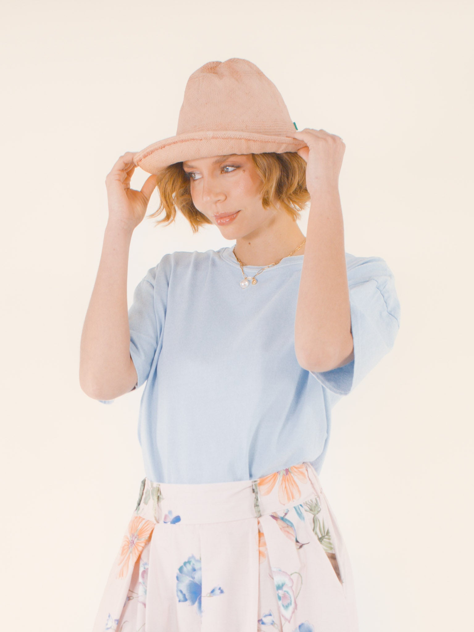 Élise – Chapeau en coton – rose poudré