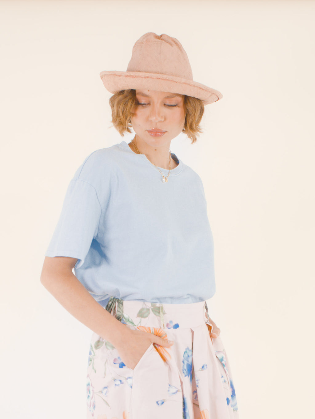 Élise – Chapeau en coton – rose poudré
