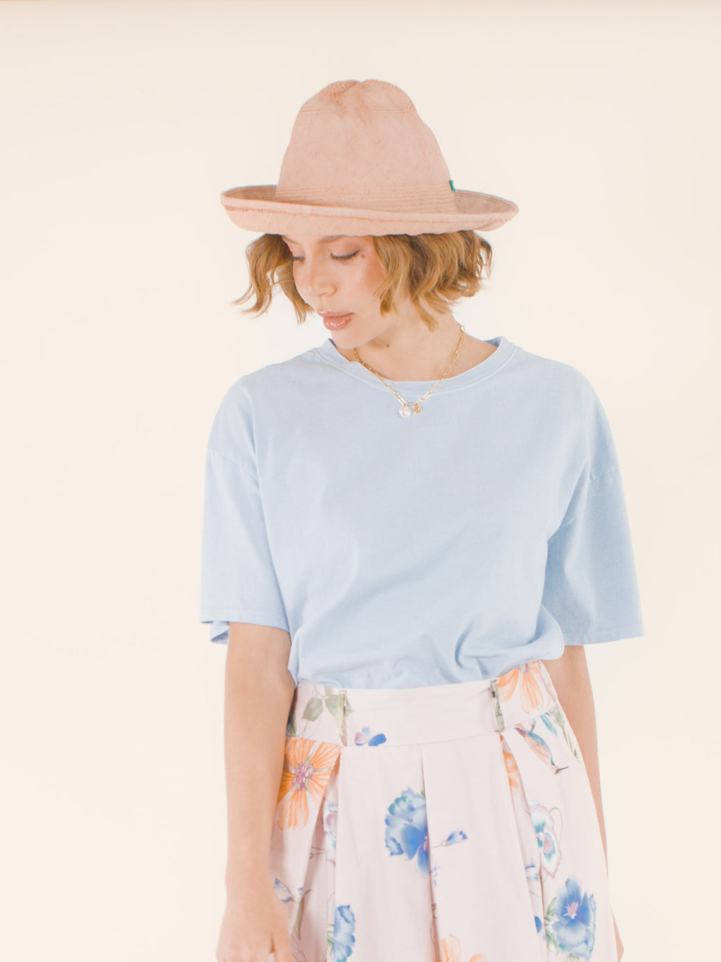 Élise – Chapeau en coton – rose poudré